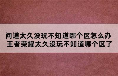 问道太久没玩不知道哪个区怎么办 王者荣耀太久没玩不知道哪个区了